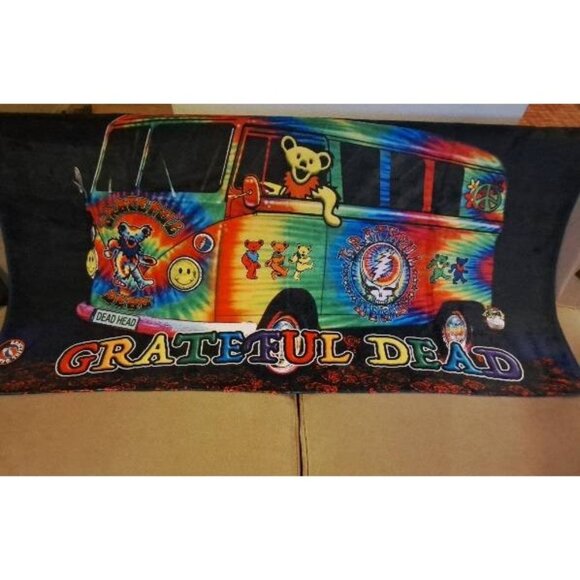 New Tie Dye Bear Skull Grateful Dead Beach Bath Pool Gift Towel Cotton Van Bus - Picture 1 of 3